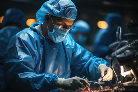The nervous surgical instrument specialist prepares the surgical instruments in the operating roomの素材