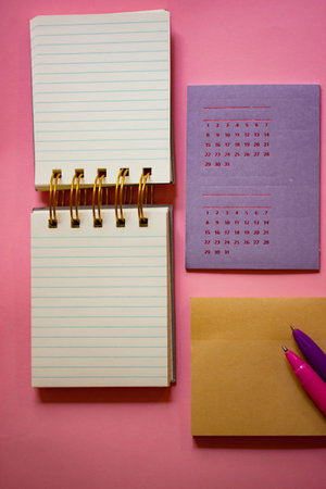 Composition of stationery, tools for studying in school, university, work. Calendar, planning...