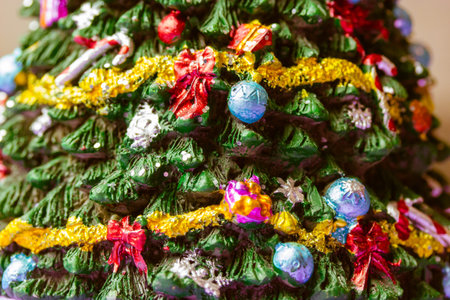 Decorative New Year's Eve beautifully decorated with garlands toys. Christmas New Year 2023 winter...