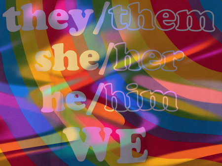 Text on colorful rainbow wavy background with noise effect. Colored abstraction of gradient colors