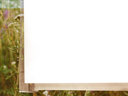 Vintage film slide frame with a white blank center for copy space with authentic 1970s aesthetic....