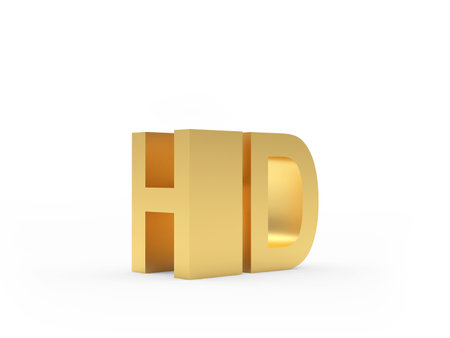 Gold sign HD isolated on white. 3d illustrationの写真素材