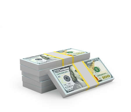 Bundles of one hundred dollar bills. 3d illustrationの写真素材