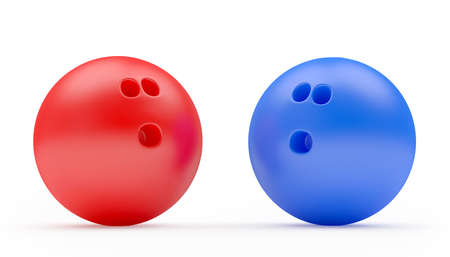 Red and blue bowling balls. 3d illustrationの写真素材