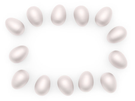 Mother-of-pearl Easter eggs or pearls are lying around. 3d illustrationの写真素材