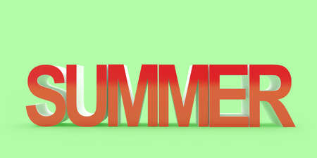 Summer red stamp text on green. 3d illustrationの写真素材