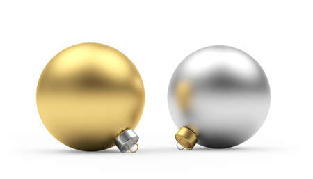 Gold and silver Christmas balls. 3D illustrationの写真素材