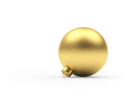 One golden Christmas ball isolated on white. 3D illustrationの写真素材