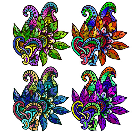 Vector graphic, artistic, stylized image of decorative floral element Doodleのイラスト素材