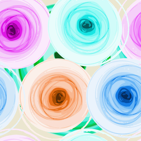 Vector graphic, artistic, Decorative seamless pattern with stylized flowers watercolorのイラスト素材
