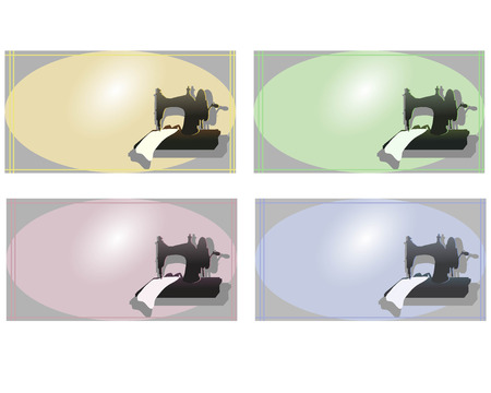 vector illustration of a sewing machine with the inscription handmadeのイラスト素材