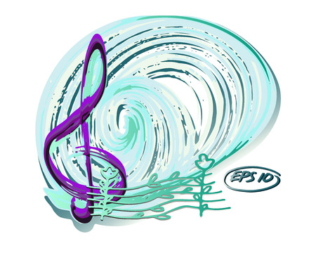 Vector graphic, artistic, stylized image of music background with treble clef - Illustrationのイラスト素材