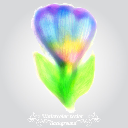 Romantic watercolor card with flower. Decor design greeting cards, wedding invitations, marriage, bridal, birthday, Valentine's day, newborn baby. Vector illustration.のイラスト素材