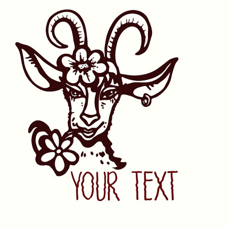 Vector graphic, artistic, stylized image of New year of the Goat 2015のイラスト素材