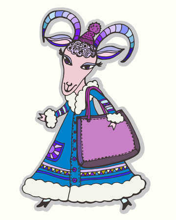 Vector graphic, artistic, stylized image of goat - a symbol of 2015のイラスト素材