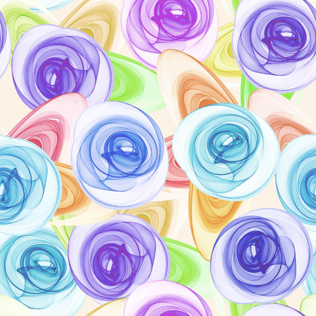 Vector graphic, artistic, Decorative seamless pattern with stylized flowers watercolorのイラスト素材
