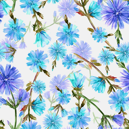 romantic image of seamless pattern watercolor bouquet Flowers on a white backgroundの写真素材