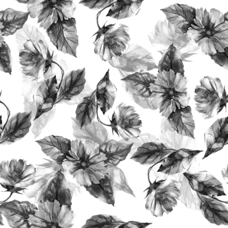 Seamless pattern watercolor bouquet Flowers on a white background. Can be used for design pattern fabric, wallpaper, wrapping paper.の写真素材