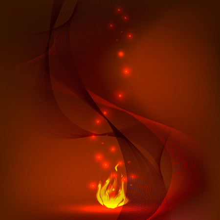 Abstract Fantasy Bright Background with Flame, Sparks and Lines.のイラスト素材