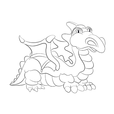 Coloring book. Cartoon amusing decorative dinosaur.のイラスト素材