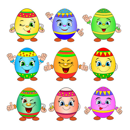Cartoon set of different smiling eggs.のイラスト素材
