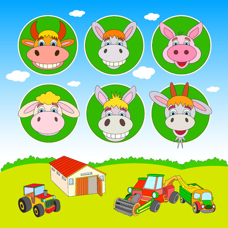 Set of vector cartoon illustration of Agriculture and Farming.のイラスト素材