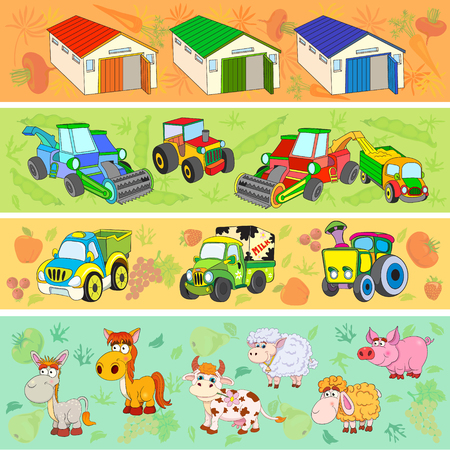 Set of vector cartoon illustration of Agriculture and Farming.のイラスト素材