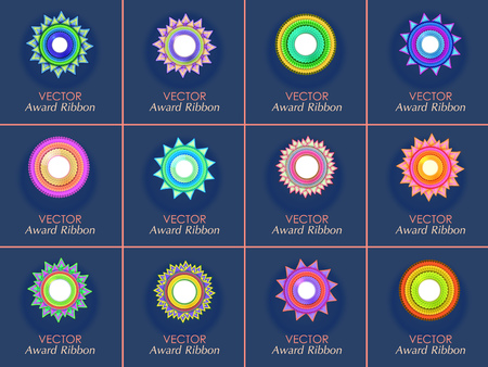 Set of Realistic Fabric Award Ribbons. Badge. Vector illustration.のイラスト素材