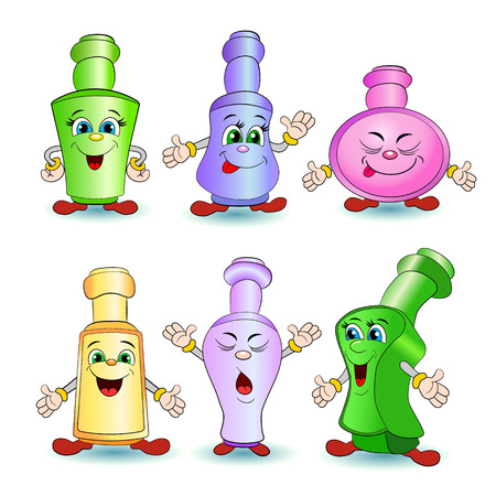 Cartoon set of different smiling bottles.のイラスト素材