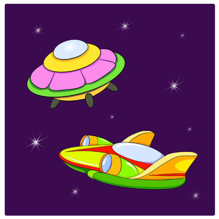 Spacecraft against the starry cosmos.のイラスト素材