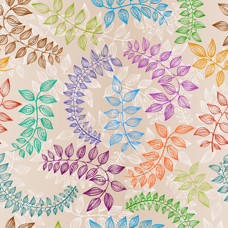 Seamless Doodle Pattern of carelessly painted plants.のイラスト素材