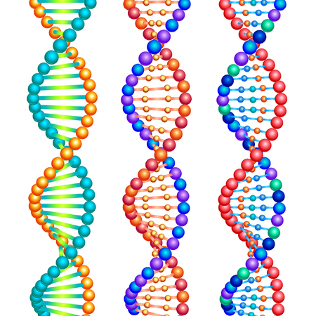Three colored types of DNA molecules.のイラスト素材