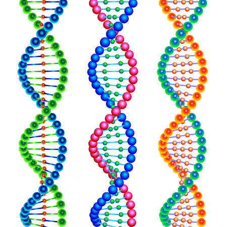 Three colored types of DNA molecules.のイラスト素材