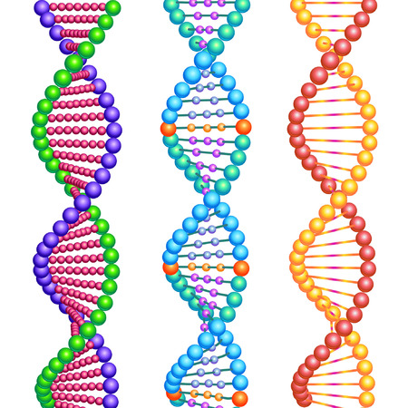 Three colored types of DNA molecules.のイラスト素材