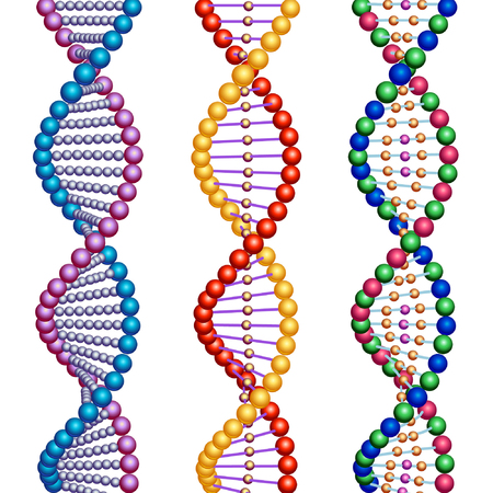 Three colored types of DNA molecules.のイラスト素材