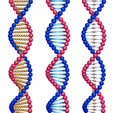Three colored types of DNA molecules.のイラスト素材
