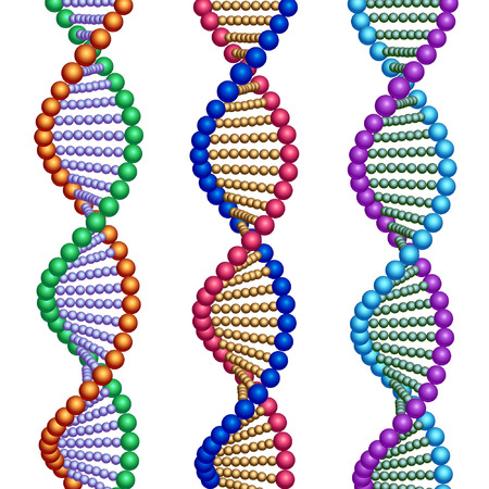 Three colored types of DNA molecules.のイラスト素材