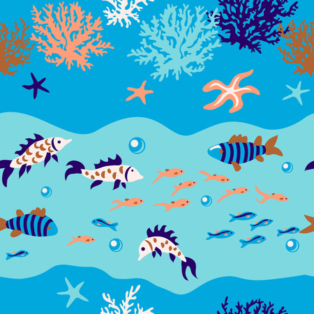 Seamless pattern underwater life of sea.のイラスト素材