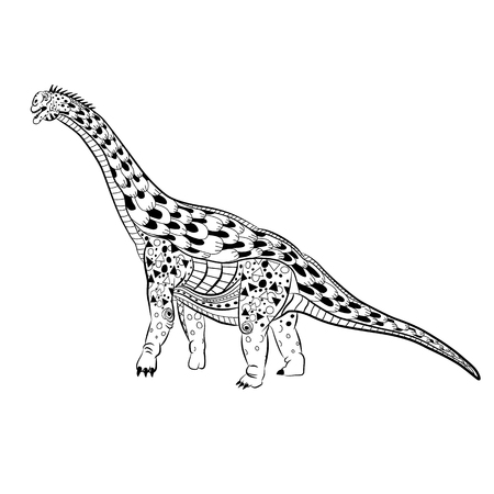 Diplodocus - prehistoric lizard. Antistress Coloring Book for adults.のイラスト素材