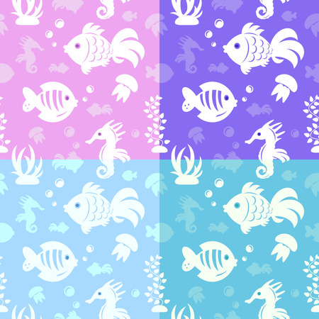Seamless pattern with funny fishes.のイラスト素材