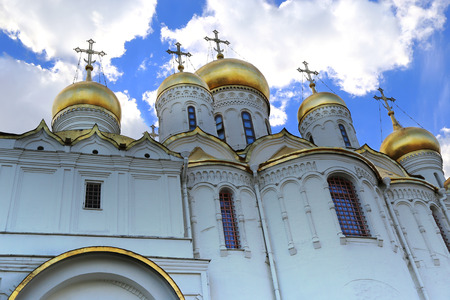 Moscow. Russia. Sunny day. Domes of the church of the Kremlin.の写真素材
