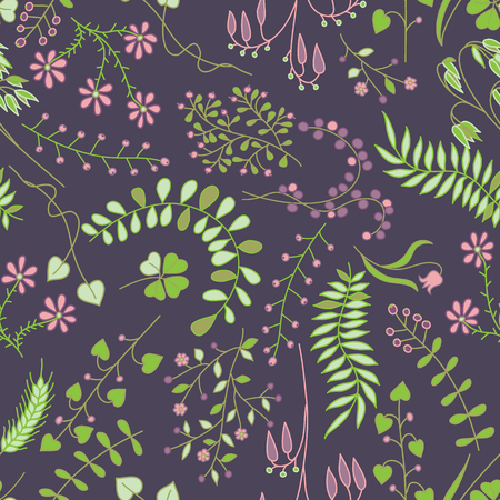 Seamless Floral Pattern with branches, leaves and flowers.のイラスト素材