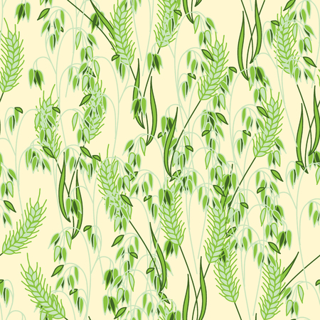 Seamless Floral Pattern with oats and wheat.のイラスト素材
