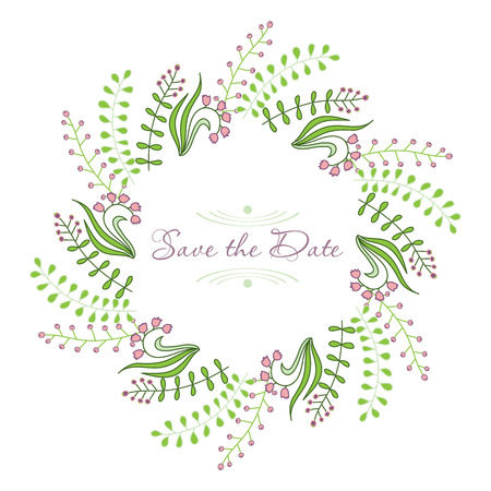 The wreath of flowers and foliage. Vector illustration. Use your designs invitations, cards, and other cards.のイラスト素材