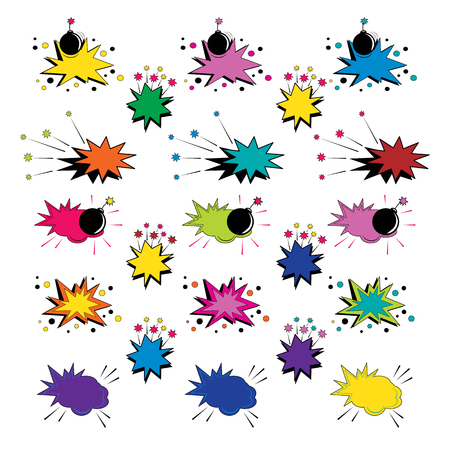 Cartoon pop art elements of different clouds for speech.のイラスト素材