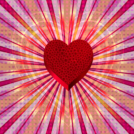 Red heart on light background for Valentine's day invitations design.のイラスト素材
