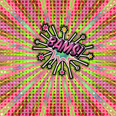 The word bams! is written in the original font on a bright, luminous background.のイラスト素材
