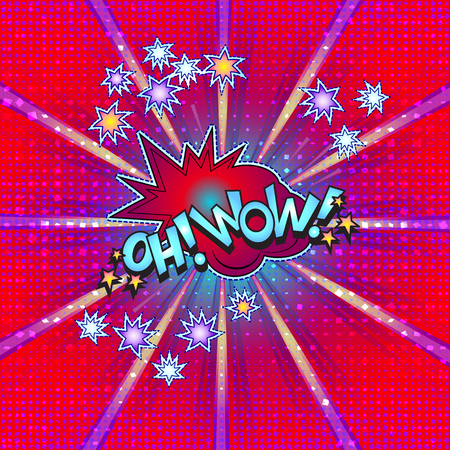 The word Oh! Wow! is written in the original font on a bright, luminous background.のイラスト素材