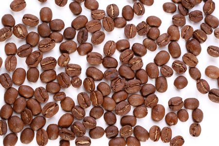 Coffee beans over white backgroundの写真素材