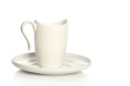White modern teacup on white backgroundの写真素材